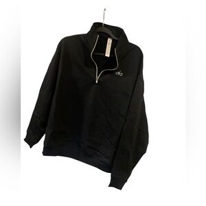 NWT Alo Yoga accolade 1/4 zip pullover BLACK Size S